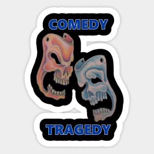 Comedy & Tragedy Blue Letters Sticker